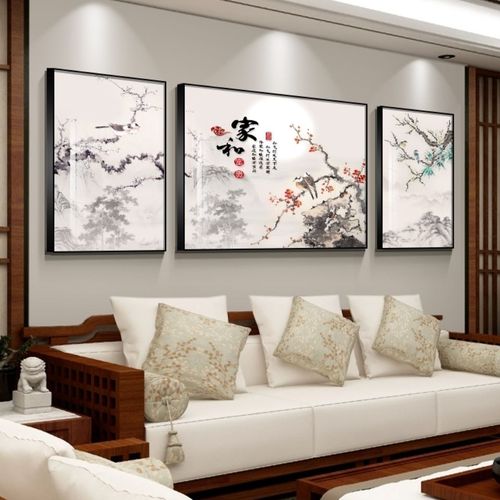 客厅沙发墙三幅装饰画 沙发背景墙三幅画
