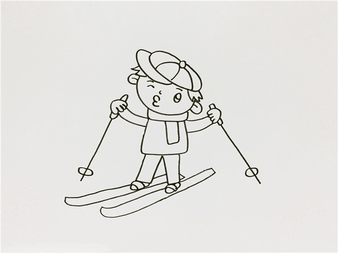 小朋友滑雪简笔画图片 小朋友滑雪简笔画图片大全