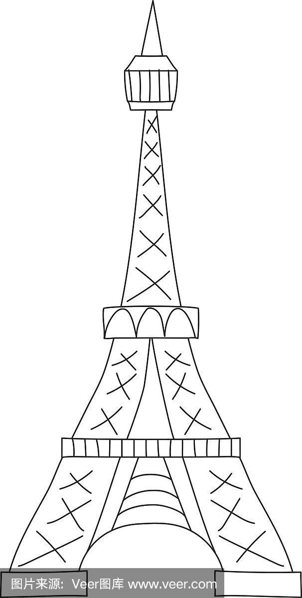 埃菲尔铁塔怎么画简笔画