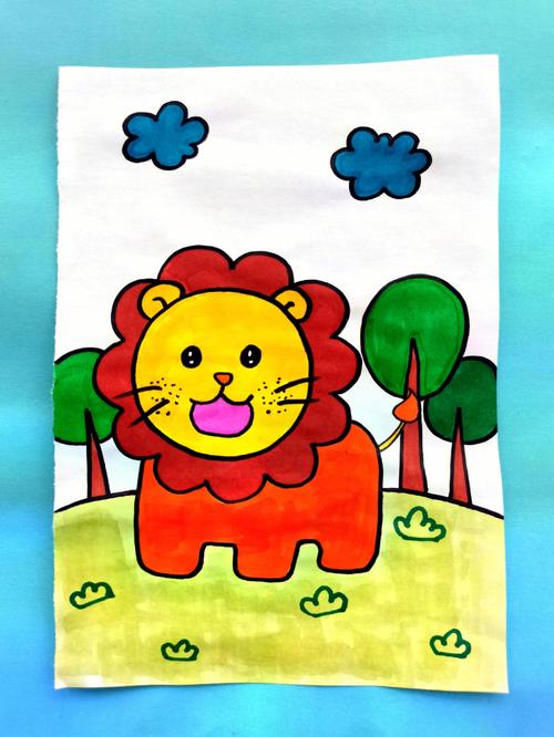 儿童狮子画 