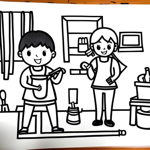 儿童做家务图画简笔画 看图写话《做家务》