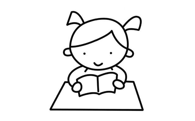 小女孩看书简笔画 坐在书上的小女孩看书简笔画
