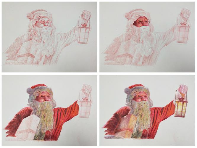圣诞老人彩铅画 圣诞老人的彩铅画