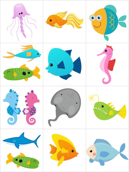 鱼的简笔画彩色 简单图片