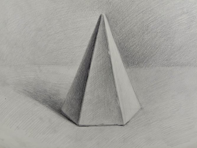 简单素描三角体图片