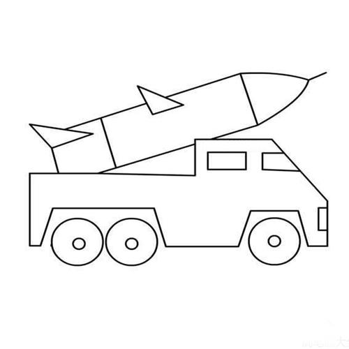 中国导弹车简笔画