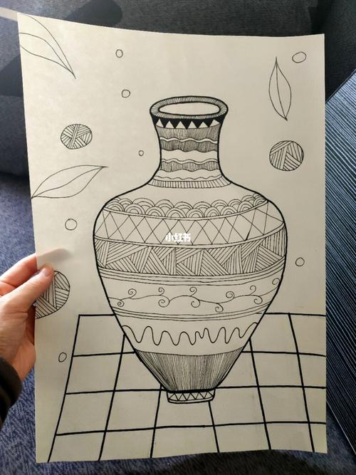 黑白线描花瓶黑白线描花瓶简笔画手绘花瓶图片线描花瓶/装饰画线描画