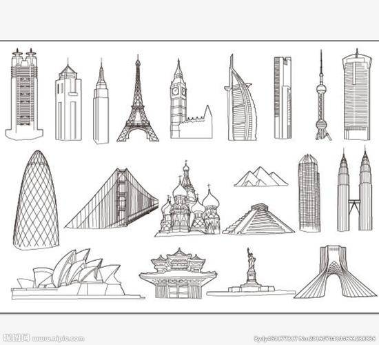 世界著名建筑手绘简单图片