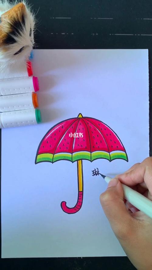 美术雨伞画大班图片
