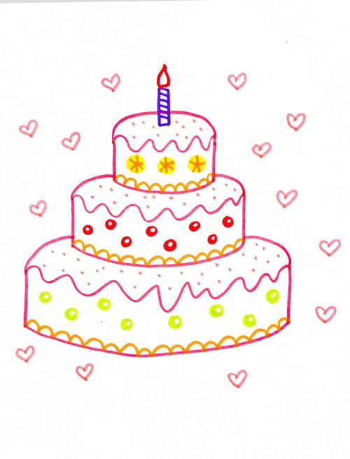 生日蛋糕简笔画可爱 生日蛋糕简笔画可爱简单
