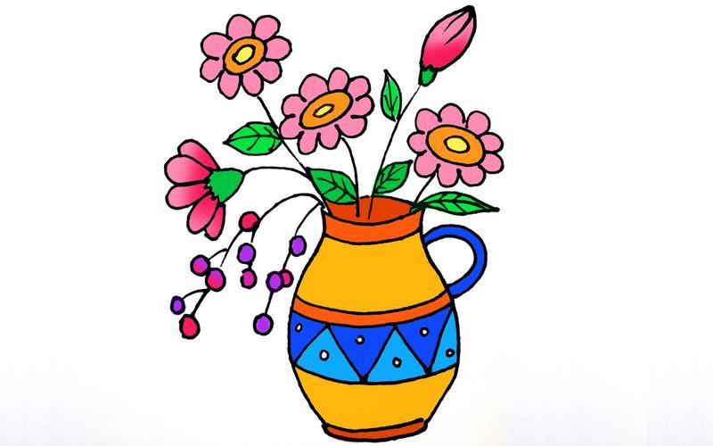 花瓶简笔画彩色
