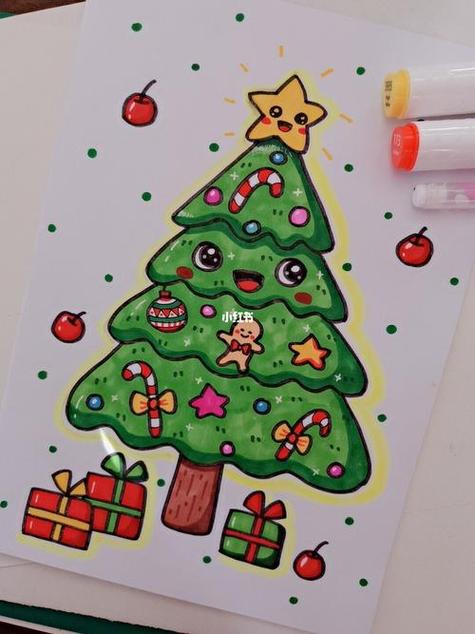 彩色圣诞树简笔画 简笔彩色圣诞树的画法
