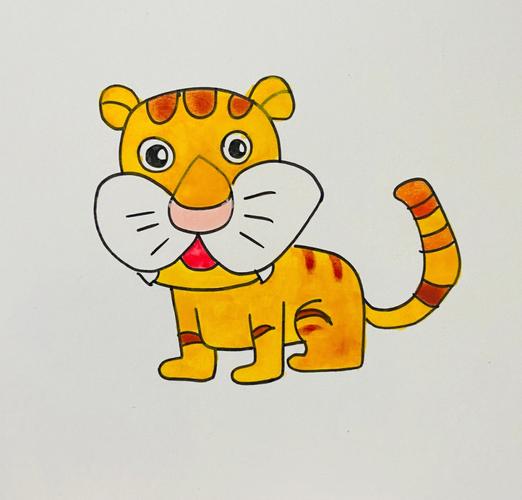 老虎的简笔画彩色