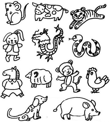 十二生肖动物简笔画