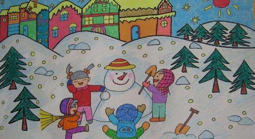 幼儿画冬天的景色简笔画 幼儿简笔画冬天的景色.彩色