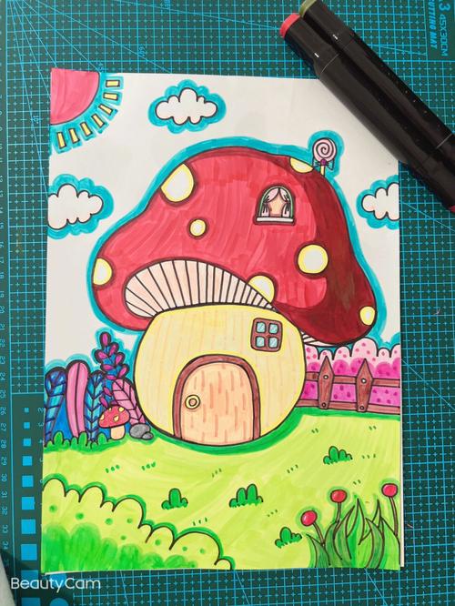 蘑菇房子简笔画 蘑菇房子简笔画带颜色