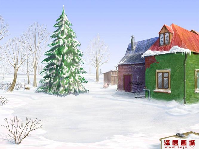 冬天房子简笔画 冬天房子简笔画彩色