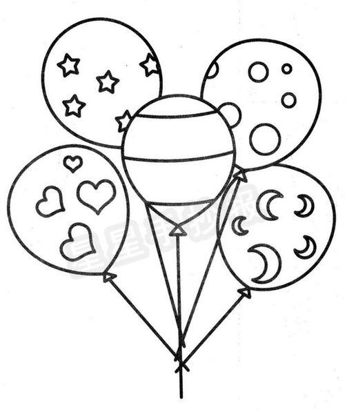 一串气球简笔画 一串气球简笔画彩色卡通