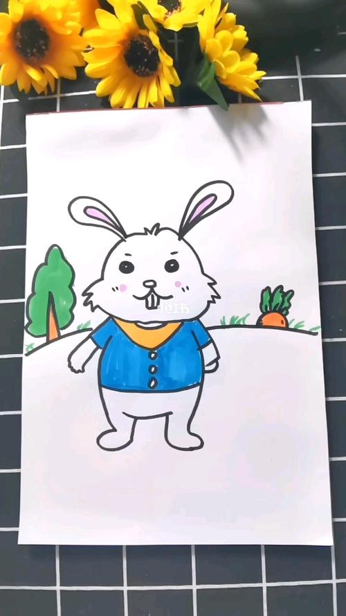 简笔画兔子涂颜色 兔子涂色作品图片大全