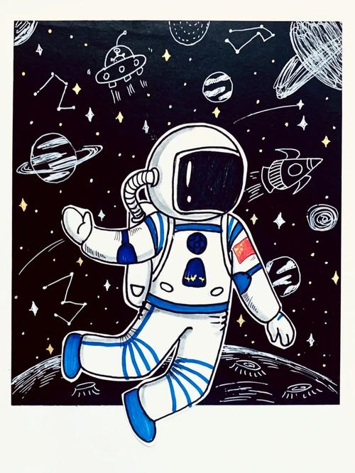 丹尼索蜡笔画太空人图片