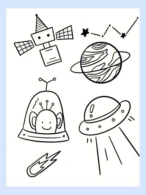 太空的简笔画 宇航员在外太空的简笔画