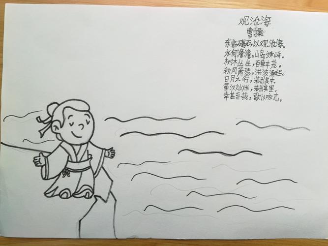 观沧海的插图简笔画