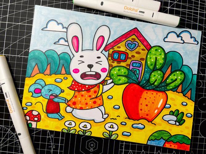 兔子拔萝卜简笔画 兔子拔萝卜简笔画彩色