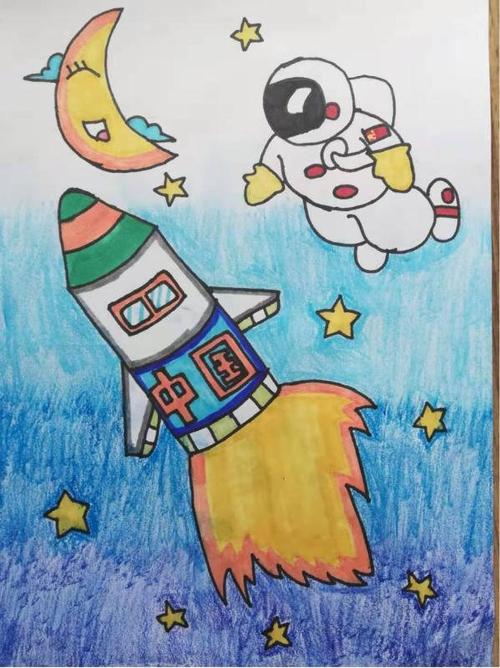 航天飞机儿童画一等奖图片