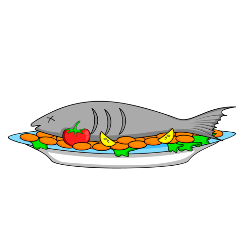 鱼肉绘画图片