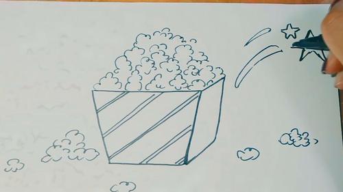 爆米花的简笔画 爆米花的桶和爆米花的简笔画