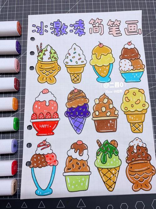 100种冰淇淋简笔画彩色