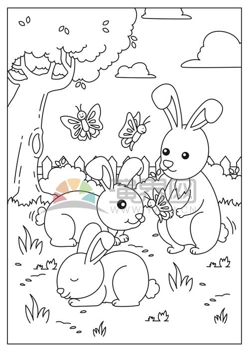 兔子一家简笔画