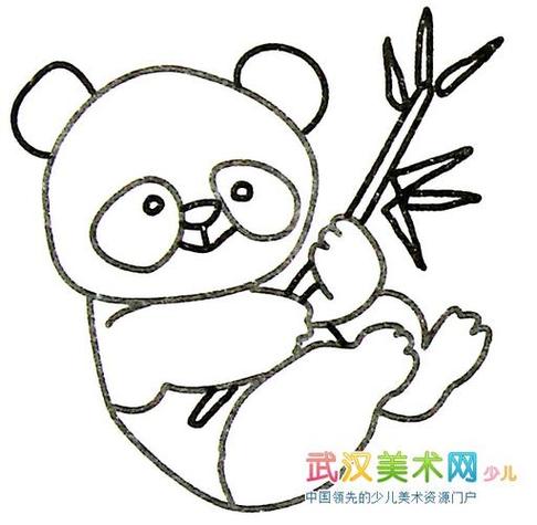 熊猫吃竹子图片简笔画