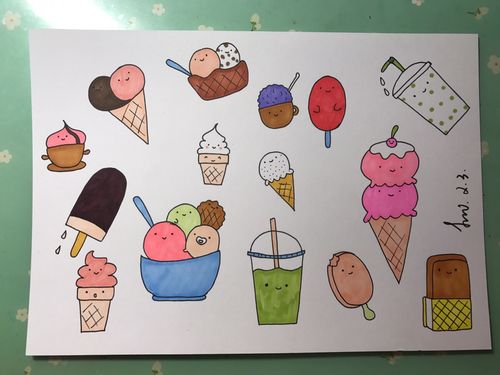 100种冰淇淋简笔画可爱 冰淇淋简笔画大全可爱