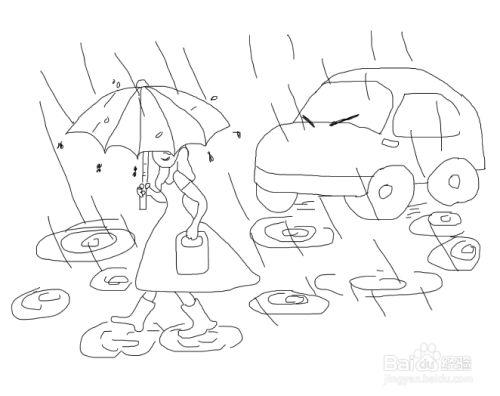 画下雨天的简笔画