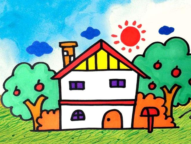 5—6岁儿童简笔画房子图片
