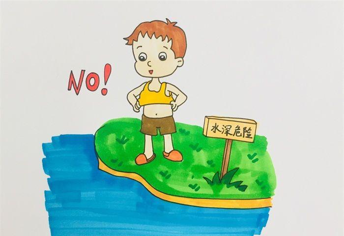 防溺水警示牌简笔画