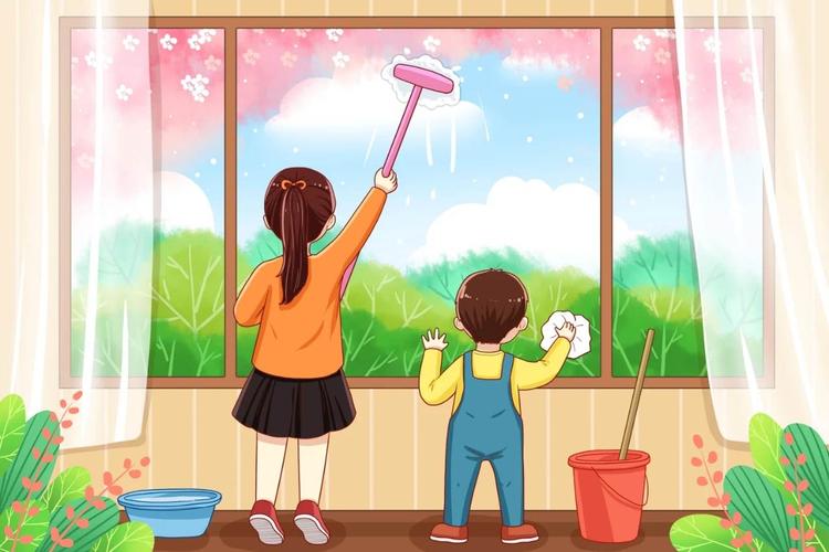 家务劳动儿童画简单图片