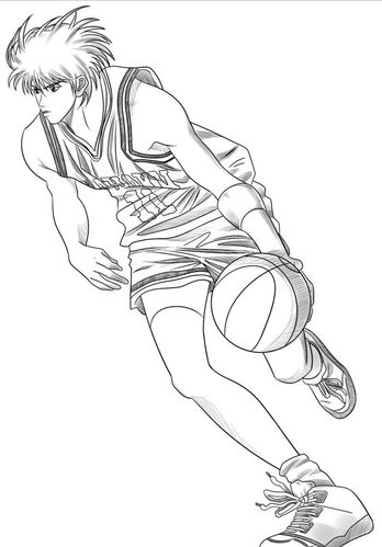 帅气男生打篮球简笔画图片