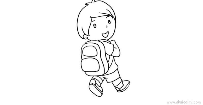 背着书包的小孩简笔画 背着书包的小孩简笔画背影