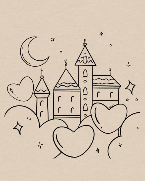 城堡简笔画图片 艾莎公主城堡简笔画图片