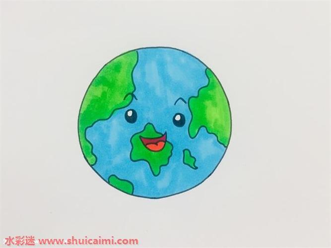 地球的简笔画带颜色 地球的简笔画带颜色