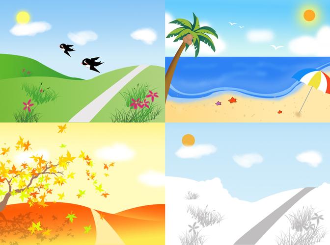 四季的景色怎么画简单图片