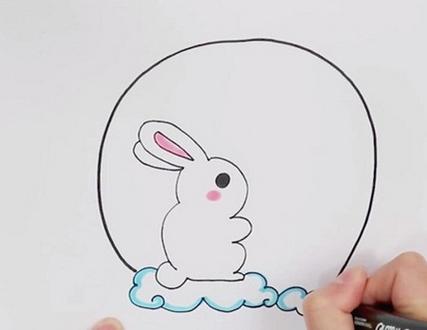 月兔简笔画彩色