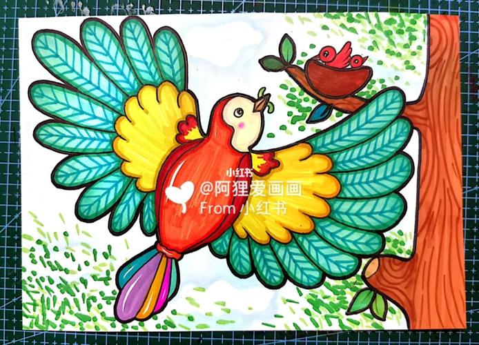 快乐的小鸟简笔画彩色图片