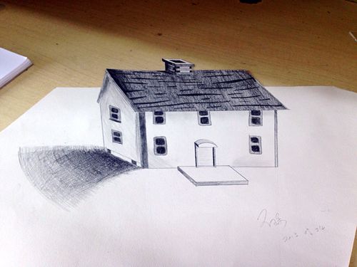 素描房子的画法图片