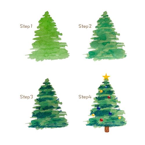 圣诞树色彩画 圣诞树色彩画法