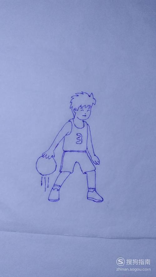 打篮球简笔画男孩