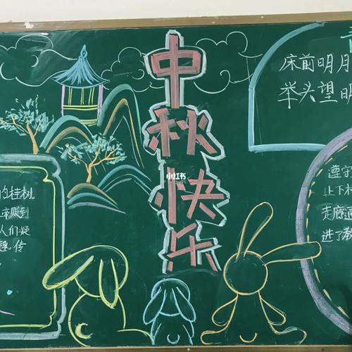 大学生黑板报中秋节图片