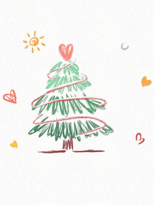 圣诞树彩色简笔画 圣诞树简笔画彩色步骤